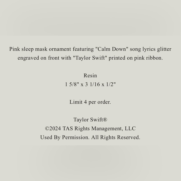 NEW Taylor Swift Calm Down Ornament - Picture 7 of 8